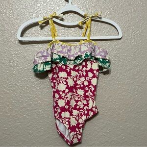 Mini Boden Floral Tiered Ruffle Swimsuit